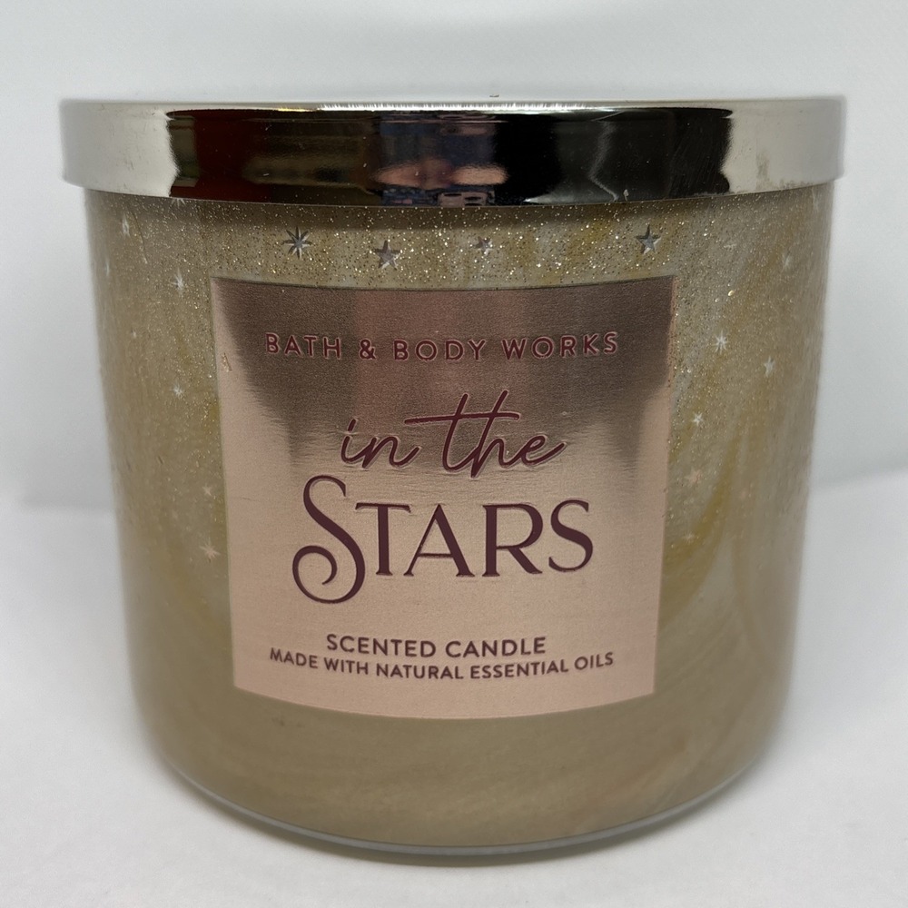 BATH & BODY WORKS IN THE STARS CANDLE 3-WICK LARGE SCENTED 14.5 OZ NEW GOLD